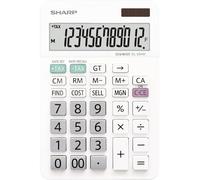 Sharp EL-334W Calculatrice de bureau blanc Ecran: 12 à pile(s), solaire (l x H x P) 112 x 170 x 14 mm