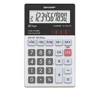 Sharp Calculatrice de poche Elsi Mate EL-W211GGY – 10 chiffres – solaire/pile – noir-gris