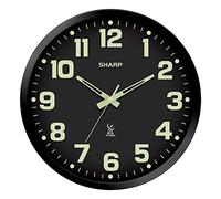 SHARP Horloge murale analogique phosphorescente - 30,5 cm - Avec cadre noir - Se règle automatiquement - Fonctionne avec piles - Facile à lire - Facile à utiliser - Voir jour ou nuit