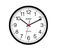 SHARP Horloge Murale silencieuse sans tic-tac, 25,4 cm, à Quartz de qualité, Fonctionne à Piles, Ronde, Facile à Lire, pour la Maison, la Cuisine, Le Bureau, la Salle de Classe, l'école, Mouvement de