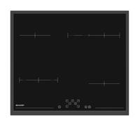 SHARP KH-6V09FTMI-DE Vitrocaramic HiLight Plaque de cuisson 4 zones de cuisson (60 cm, ToggleTouch, zone de cuisson à double circuit), (cadre) Noir mat