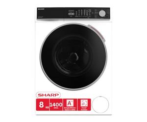 SHARP Machine à laver ES-WNFL814CWDA-DE | 8 kg | 1400 tr/min | A -20 % d'efficacité énergétique | Wi-Fi | Vapeur | AllergySmart | LED Touch | AquaStop | Advanced Inverter | DoubleJet | Blanc