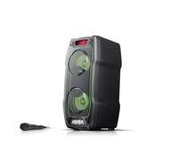 Sharp PS-929 Enceinte de Fête avec Batterie intégrée, table de mixage DJ, 14 heures de lecture, Bluetooth, TWS : jumelage d'un autre appareil, réglage Super Bass, fonction karaoké, spectacle de lumière, 180 W