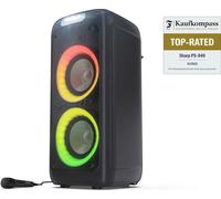 SHARP PS-949 Xparty Street Enceinte Bluetooth Portable, IPX4 résistante aux éclaboussures avec Effets Lumineux, 132 W, Effets DJ et Microphone Inclus.