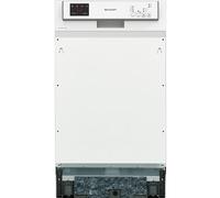 Sharp QW-HS12S47EW-DE Lave-vaisselle partiellement intégré, 45 cm/E, 10 places, 3 programmes de 50 min, programme court/blanc