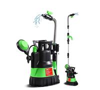 Sharp-tec Pompe à eau submersible 350 W 5200 l/h avec interrupteur à flotteur automatique, pompe à eau avec tuyau d'extension en aluminium, protection contre la surchauffe, pour piscines, étangs