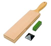 SHARPAL 205H Kit de Premium Stropping affûtage en cuir avec poignée (330 x 60mm), avec 53 g de pâte à polir et guide d'angle, aiguiseur de couteaux, Strop d’affûtage en Cuir Premium bloc pour couteaux