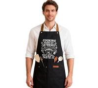 SHARPDO Tablier de Cuisine Noir avec Texte Humour - Idée Cadeau Femme & Homme pour BBQ, Anniversaire, Fête des Pères et des Mères (1, AP08)