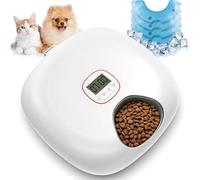 Sharper Image Distributeur automatique de nourriture sans fil pour chat avec 4 blocs de glace, chargeur automatique rechargeable pour chats et chiens avec minuterie programmable indicateur de batterie