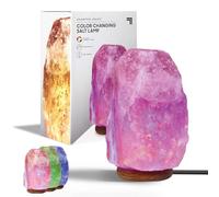 Sharper Image - Lampe en Cristal de Sel de l'Himalaya - LED Multicolore | Purification par Ions Négatifs - Base en Bois - Alimentation USB - Ambiance Apaisante - Anti-Stress et Bien-Être