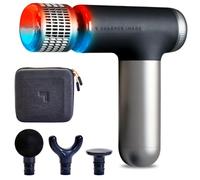 Sharper Image Powerboost Pro+ Appareil de massage compact à percussion chaud et froid, double nœud de température pour thérapie par le chaud et le froid, 6 vitesses, 4 accessoires, récupération