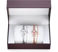 SHARPHY Coffret Cadeau Montre Femme + Bracelet Femme - Coffret de deux Montres Femme - Argent et Rose Or