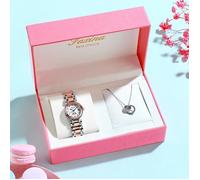 SHARPHY Coffret cadeau montre femme collier diamant quartz calendrier bracelet en acier étanche luxe argent or