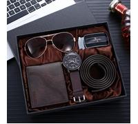 SHARPHY Coffret cadeau montre homme + lunettes de soleil hommes + portefeuille + ceinture - brun la créativité amende