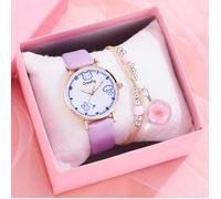 SHARPHY Coffret montre enfant fille + bracelet- quartz lovely lapin petit ours bracelet en cuir violet cadeau