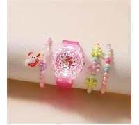 SHARPHY Coffret montre enfant fille + bracelets - licorne fleurs perles lumineux rose cadeaux pour enfants