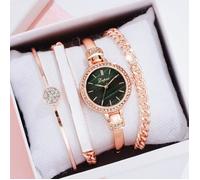 SHARPHY Coffret montre femme + bracelet - quartz diamant bracelet fin en acier vert or rose cadeau de Noël