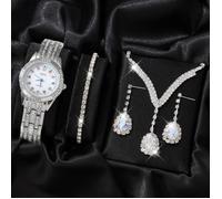 SHARPHY Coffret montre femme + bracelets + colliers + boucles d'oreilles - bijoux diamants bracelet en acier élégant cadeau de Noël