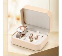 SHARPHY Coffret montre femme + colliers + boucles d'oreilles - diamants fleur bracelet en acier or rose cadeau de Noël