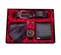 SHARPHY Coffret montre homme + cravate + ceinture + boutons de manchette + portefeuilles -mode coffret 5 pièces