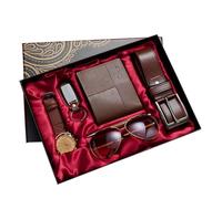 SHARPHY Coffret montre homme + Lunettes de soleil homme + portefeuilles + porte-clés + ceintures - marron mode cadeaux