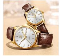 SHARPHY Coffret Montre Homme + Montre Femme, Deux Montres Luxe 2025 cuir quartz étanche simple classique, Lot de 2 Montres Couple