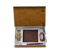 SHARPHY Coffret montre homme + porte-clés + portefeuille + stylo + boutons de manchette - mode classique cadeaux de Noël