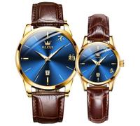 SHARPHY Lot de 2 montres - coffret montre homme + montre femme - bracelet en cuir de marque couples mode luxe cadeau