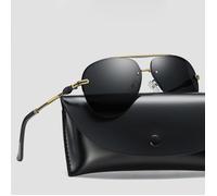 SHARPHY Lunettes de soleil homme sans cadre aviateur métal conduite sports de plein air faire de la pêche alpinisme frais or noir