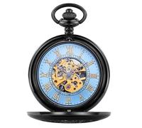 SHARPHY Montre de Poche Mecanique montres hommes Retro horloge pendentif collier bijoux accessoire Bleu , Meilleur Cadeau