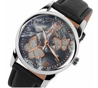 SHARPHY® Montre Enfant Fille de Marque Jolie Papillon Noir Bracelet pour étudiant ado