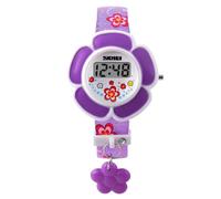 SHARPHY Montre enfant fille LED numérique fleurs mignonne sangle en plastique étanche violet cadeaux pour les enfants