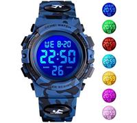 SHARPHY Montre Enfant Garcon de Marque Sport etanche numerique LED watch militaire 2025 bracelet bleu , Cadeau pour enfants