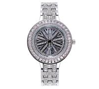 SHARPHY Montre Femme de Marque de Luxe Diamants Plein de Strass Bracelet Acier Étanche Argent - Cadeau pour Noël