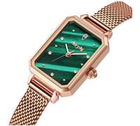 SHARPHY Montre femme marque de luxe diamants bracelet quartz rectangle étanche doré rose vert - Magnifique cadeau de Noël