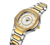 SHARPHY Montre femme quartz diamant étanche bracelet en acier inoxydable mode doré argent luxe