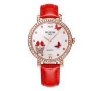 SHARPHY Montre femme quartz diamant papillon bracelet en cuir étanche charme mode luxe