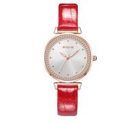 SHARPHY Montre femme quartz le nouveau mode diamant étanche bracelet en cuir rouge rétro grâce luxe