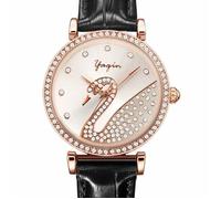 SHARPHY Montre Femmes de marque de Luxe 2019 Diamant Cygne bracelet vrai cuir noir étanche montres Bijoux Magnifique
