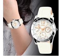 SHARPHY Montre Femmes Marque de Luxe Diamant Vrai Cuir Blanc