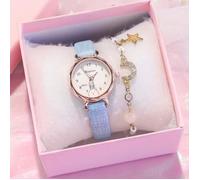 SHARPHY Montre fille enfant et bracelet - mode bleu étudiant mignon lapin diamant - cadeaux pour enfants