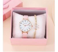 SHARPHY Montre fille enfant et bracelet papillon diamant mode bracelet en cuir rose adolescent