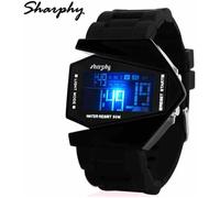 SHARPHY Montre garçon de marque Avion Forme Mode numérique étanche Sport Militaire coloré lumière LED de qualité supérieure