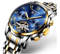 SHARPHY Montre homme automatique marque de luxe 2021 men watch bracelet étanche or et bleu
