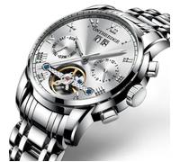 SHARPHY Montre homme automatique tourbillon marque de Luxe 2018 men watch bracelet étanche argent