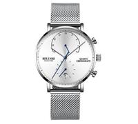 SHARPHY Montre homme chronographe date lumineux multifonction bracelet en acier étanche simplicité argent classique