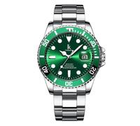 SHARPHY Montre homme date bracelet en acier mécanique automatique étanche lumineux mouvement classique vert argent