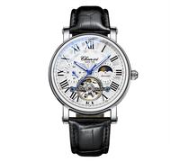 SHARPHY Montre homme de marque de luxe mécanique automatique classique élégant affichage des phases de lune chronographes lumineux