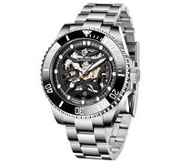 SHARPHY Montre homme de marque de luxe mécanique automatique verre saphir bracelet en acier 100 mètres étanche sports mode argent