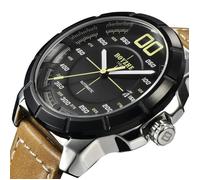 SHARPHY Montre homme mécanique automatique de marque lumineux date bracelet en cuir étanche sport classique brun